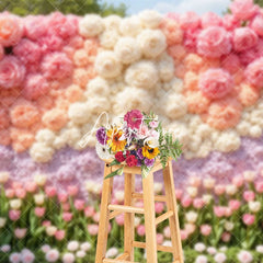 Aperturee - Aperturee Colorful Floral Wall Romantic Wedding Photo Backdrop