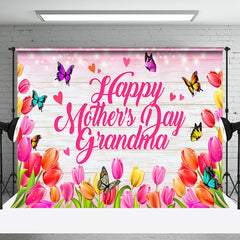 Aperturee - Aperturee Colorful Floral Wood Happy Mothers Day Backdrop