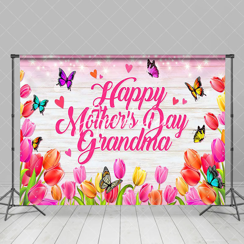 Aperturee - Aperturee Colorful Floral Wood Happy Mothers Day Backdrop