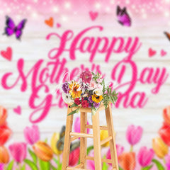 Aperturee - Aperturee Colorful Floral Wood Happy Mothers Day Backdrop