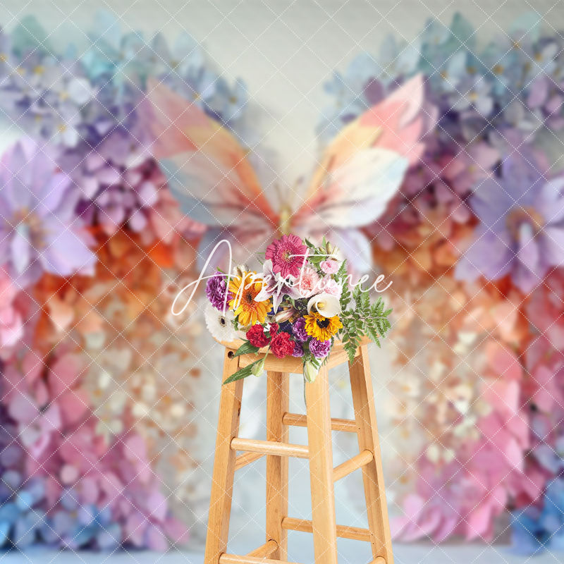 Aperturee - Aperturee Colorful Flower Butterfly Fine Art Photo Backdrop