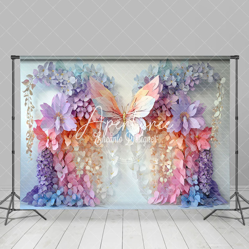 Aperturee - Aperturee Colorful Flower Butterfly Fine Art Photo Backdrop