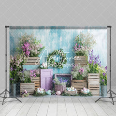 Aperturee - Aperturee Colorful Flowers Eggs Spring Scene Easter Backdrop