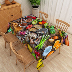 Aperturee - Aperturee Colorful Fresh Ingredients And Fruits Tablecloth