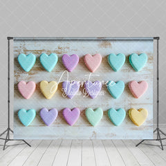 Aperturee - Aperturee Colorful Frosted Love Heart Wood Grain Wall Backdrop