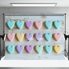 Aperturee - Aperturee Colorful Frosted Love Heart Wood Grain Wall Backdrop