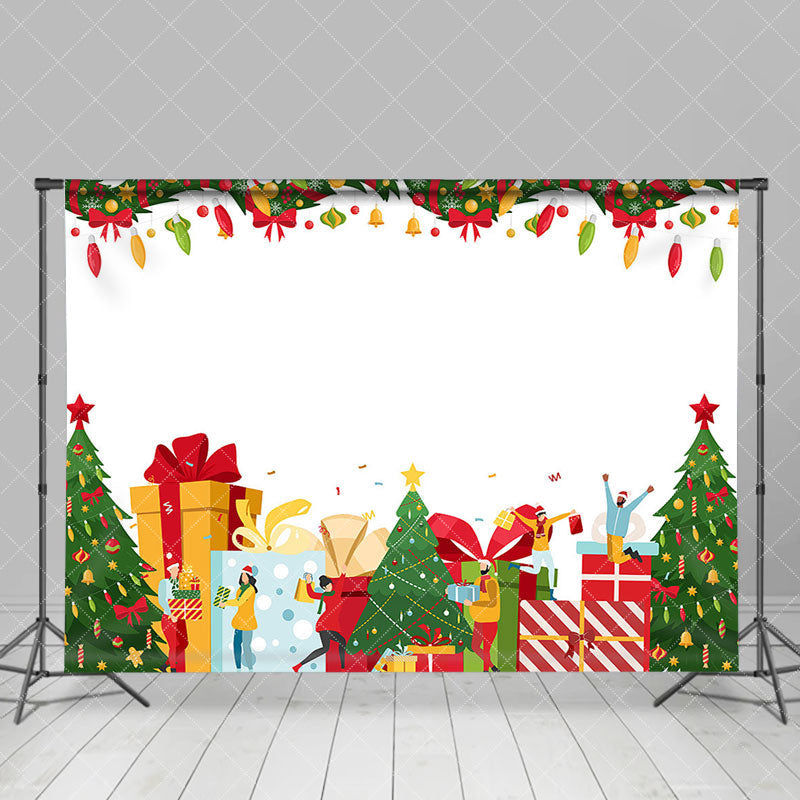 Aperturee - Aperturee Colorful Gifts Trees Bell Festive Christmas Backdrop