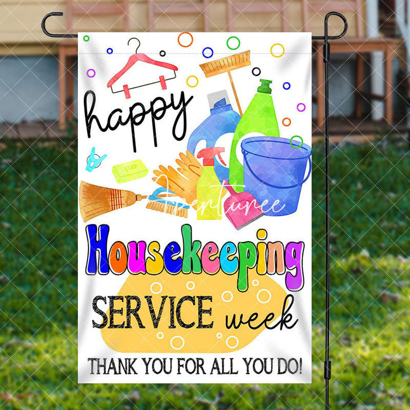 Aperturee - Aperturee Colorful Happy Housekeeping Service Week Garden Flag