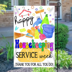 Aperturee - Aperturee Colorful Happy Housekeeping Service Week Garden Flag