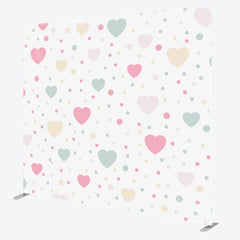 Aperturee - Aperturee Colorful Hearts And Dots Fabric Baby Shower Backdrop