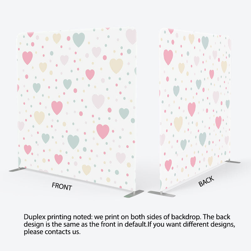 Aperturee - Aperturee Colorful Hearts And Dots Fabric Baby Shower Backdrop