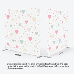 Aperturee - Aperturee Colorful Hearts And Dots Fabric Baby Shower Backdrop