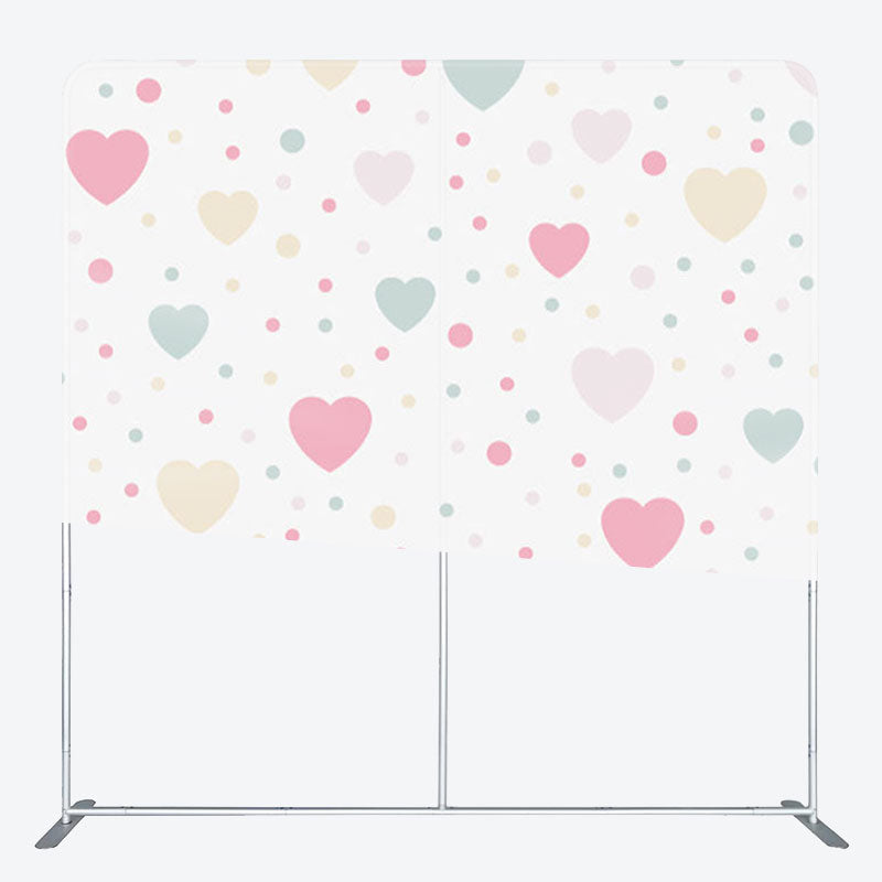 Aperturee - Aperturee Colorful Hearts And Dots Fabric Baby Shower Backdrop