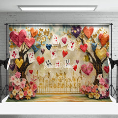 Aperturee - Aperturee Colorful Hearts Poker Trees Valentines Day Backdrop