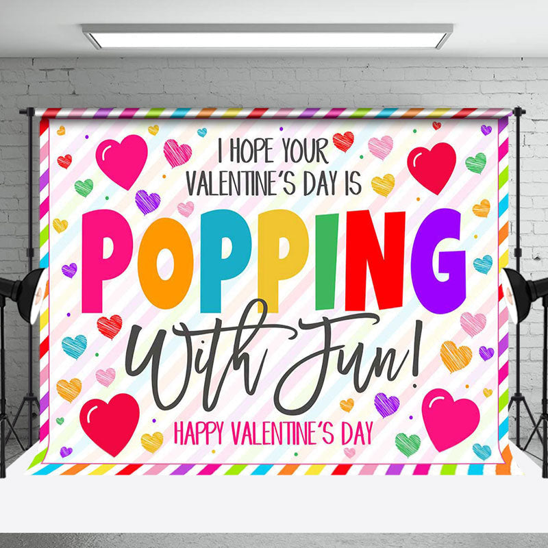 Aperturee - Aperturee Colorful Hearts Popping Fun Valentines Day Backdrop