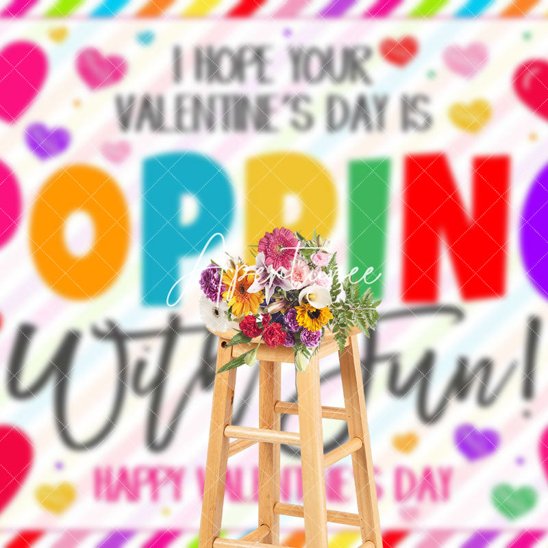 Aperturee - Aperturee Colorful Hearts Popping Fun Valentines Day Backdrop