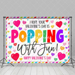 Aperturee - Aperturee Colorful Hearts Popping Fun Valentines Day Backdrop