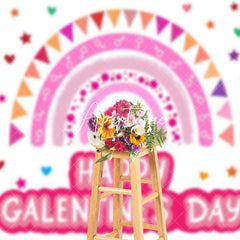 Aperturee - Aperturee Colorful Hearts Rainbow Happy Galentines Day Backdrop