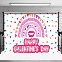 Aperturee - Aperturee Colorful Hearts Rainbow Happy Galentines Day Backdrop