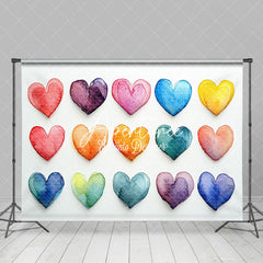 Aperturee - Aperturee Colorful Ink Painted Hearts Valentines Day Backdrop