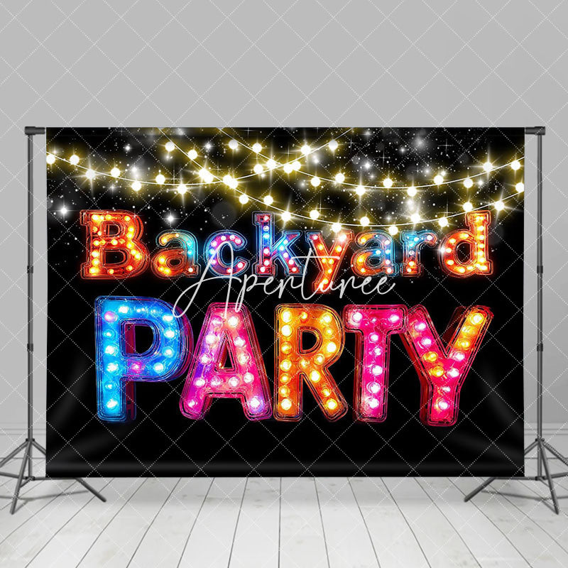 Aperturee - Aperturee Colorful Light Glitter Happy Backyard Party Backdrop