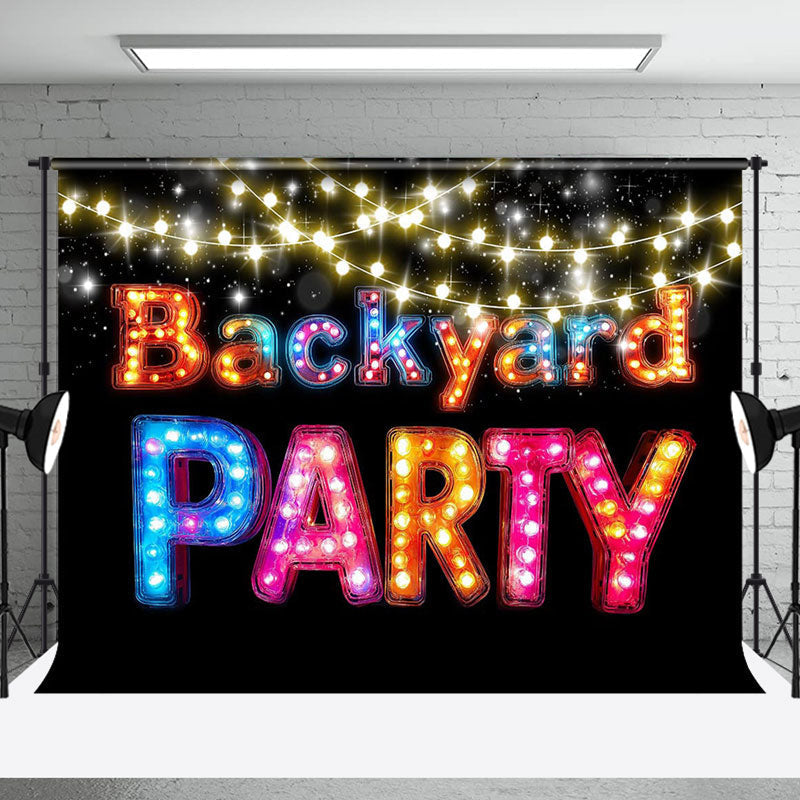 Aperturee - Aperturee Colorful Light Glitter Happy Backyard Party Backdrop