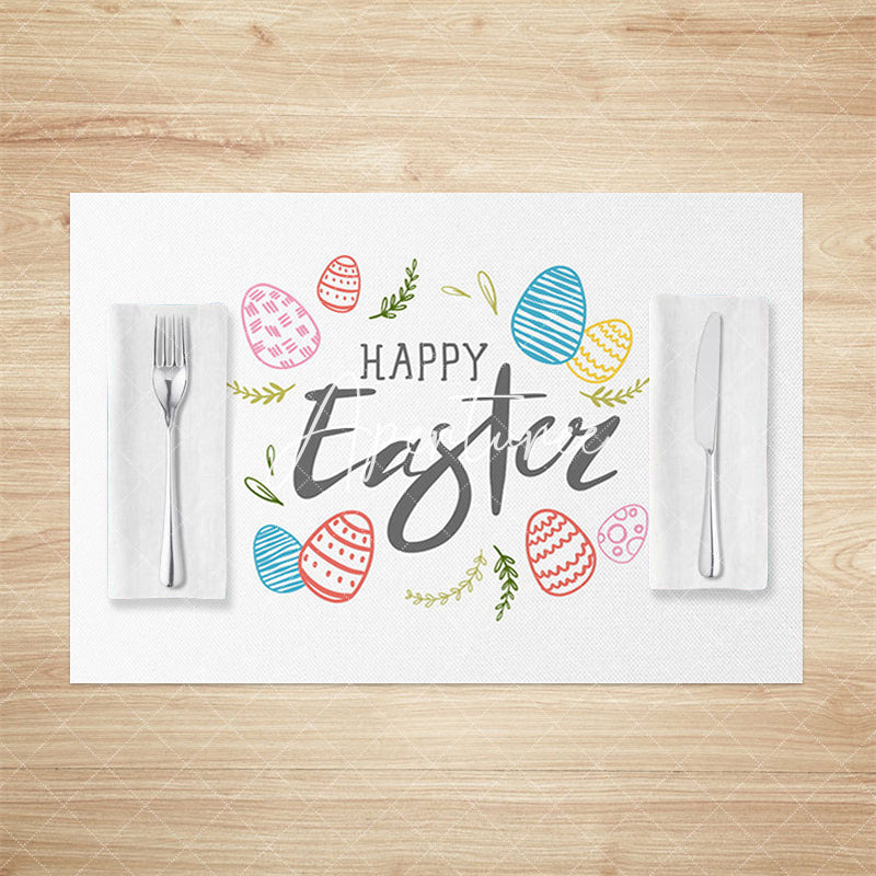 Aperturee - Aperturee Colorful Lines Egg Happy Easter Set Of 4 Placemats