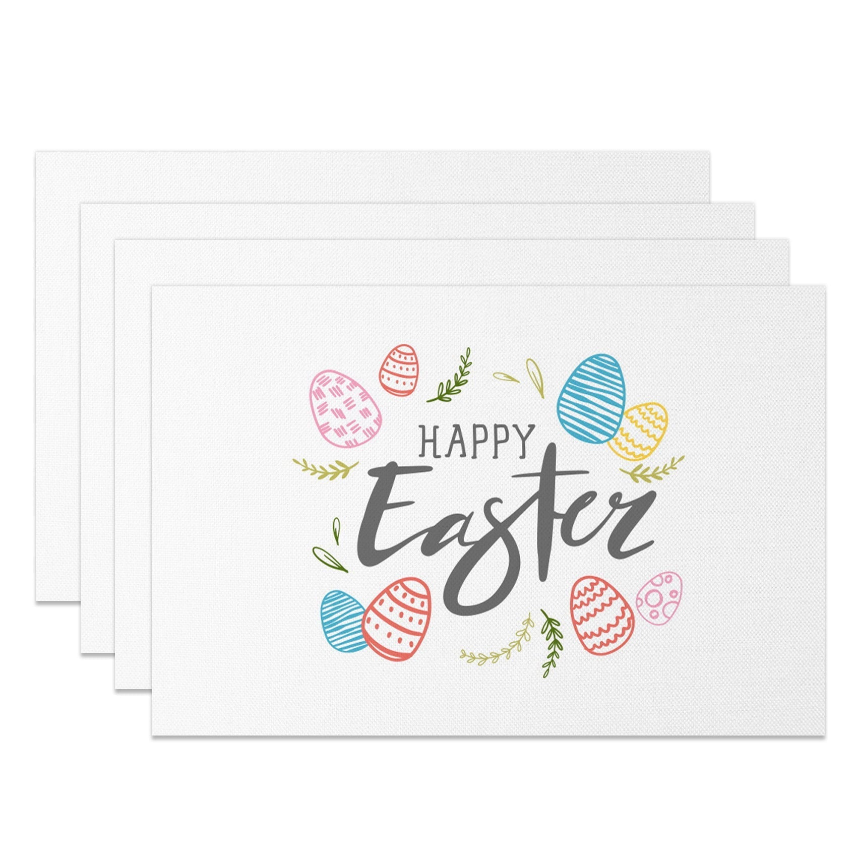 Aperturee - Aperturee Colorful Lines Egg Happy Easter Set Of 4 Placemats