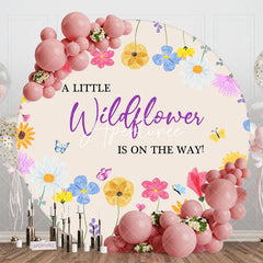 Aperturee - Aperturee Colorful Little Wildflower Round Baby Shower Backdrop