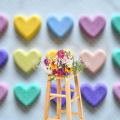 Aperturee - Aperturee Colorful Love Heart Valentines Day Photo Backdrop