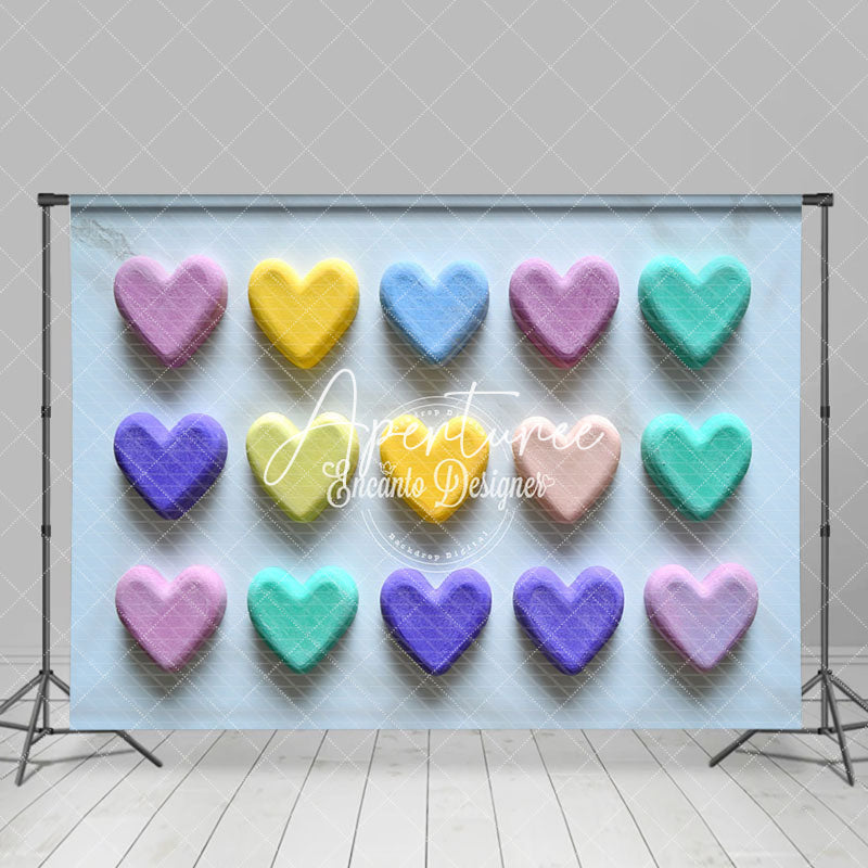 Aperturee - Aperturee Colorful Love Heart Valentines Day Photo Backdrop