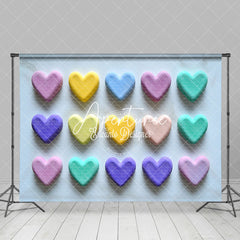 Aperturee - Aperturee Colorful Love Heart Valentines Day Photo Backdrop