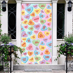 Aperturee - Aperturee Colorful Loving Text Hearts Valentines Day Door Cover