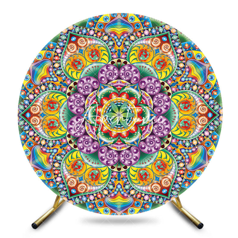 Aperturee - Aperturee Colorful Mandala Floral Round Ethiopian Backdrop