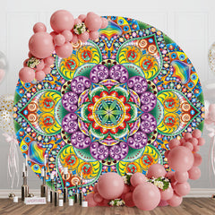 Aperturee - Aperturee Colorful Mandala Floral Round Ethiopian Backdrop