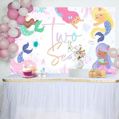 Aperturee - Aperturee Colorful Mermaid Two The Sea Birthday Backdrop For Girl