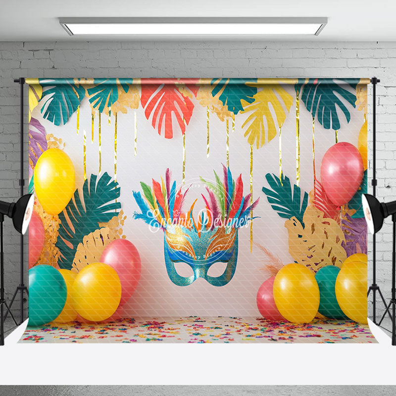 Aperturee - Aperturee Colorful Monstera Masquerade Cake Smash Backdrop