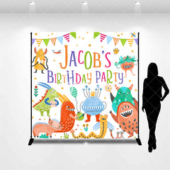 Aperturee - Aperturee Colorful Monsters Custom Name Birthday Bash Backdrop