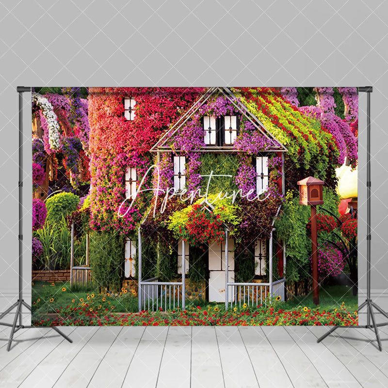 Aperturee - Aperturee Colorful Natural Floral House Spring Photo Backdrop