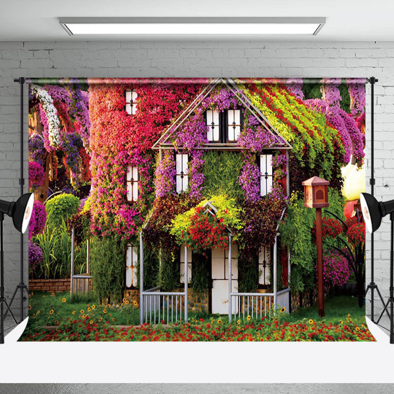 Aperturee - Aperturee Colorful Natural Floral House Spring Photo Backdrop