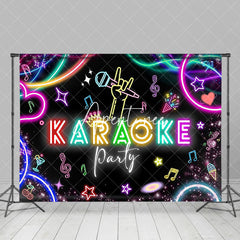 Aperturee - Aperturee Colorful Neon Black Musical Karaoke Party Backdrop