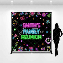 Aperturee - Aperturee Colorful Neon Custom Name Family Reunion Backdrop