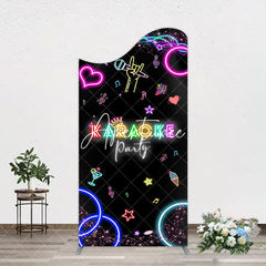 Aperturee - Aperturee Colorful Neon Karaoke Birthday Party Arch Backdrop