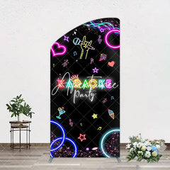 Aperturee - Aperturee Colorful Neon Karaoke Birthday Party Arch Backdrop