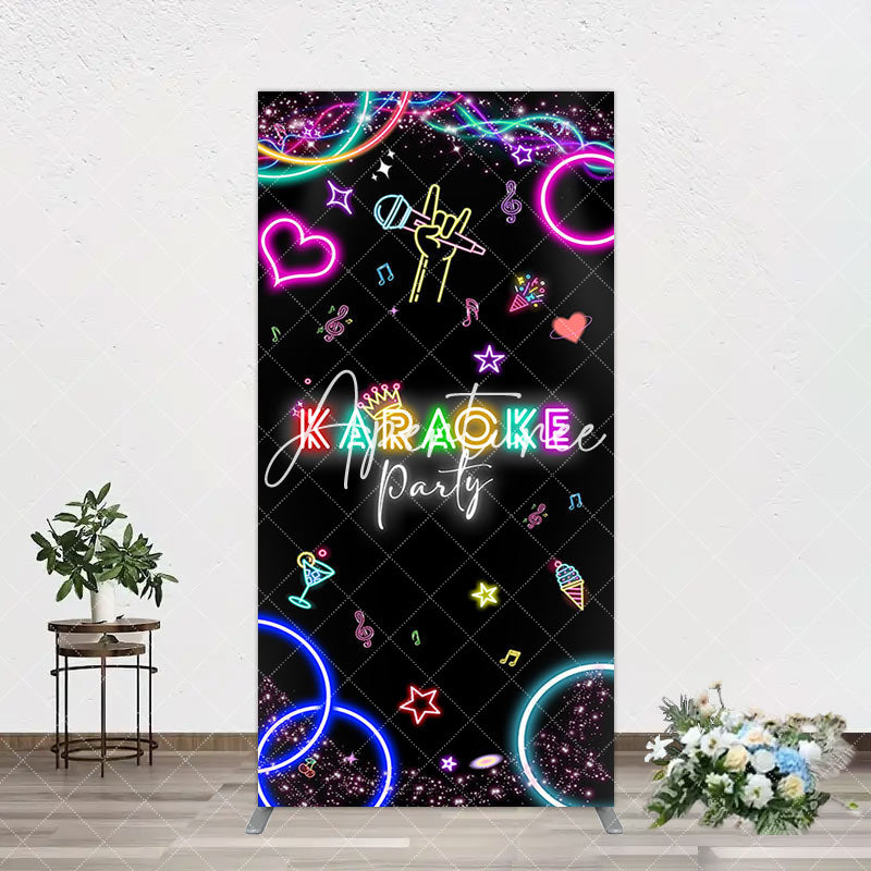 Aperturee - Aperturee Colorful Neon Karaoke Birthday Party Arch Backdrop