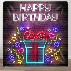 Aperturee - Aperturee Colorful Neon Light Gift Brick Wall Birthday Backdrop