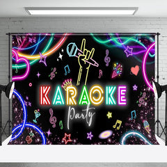 Aperturee - Aperturee Colorful Neon Microphone Karaoke Party Backdrop