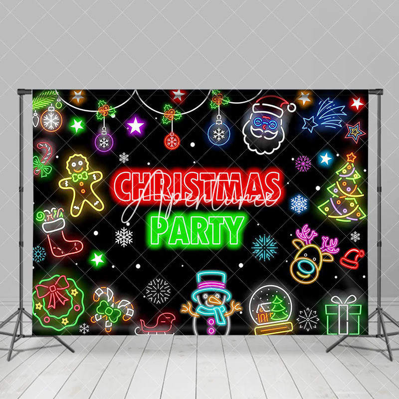 Aperturee - Aperturee Colorful Neon Snowflake Christmas Party Backdrop