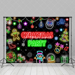 Aperturee - Aperturee Colorful Neon Snowflake Christmas Party Backdrop