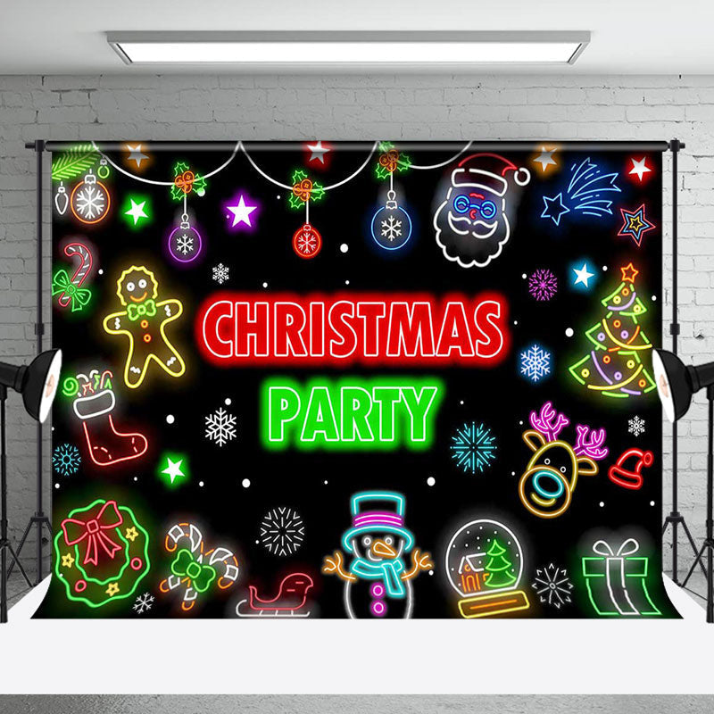 Aperturee - Aperturee Colorful Neon Snowflake Christmas Party Backdrop